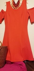 PLUS SIZE Flirty Orange Waffle Knit Skater Dress